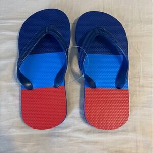 NWT Gap Boys Flip Flops Blue and Red Stripe Size 1-2